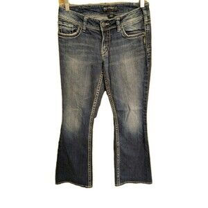 Silver Jeans Women's 30 Blue Denim Suki Boot Cut Cowgirl Festival Embroidery EUC